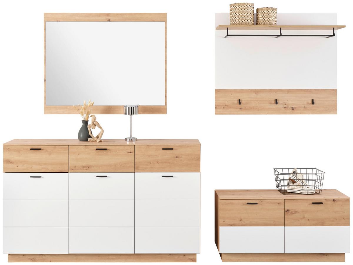 Komoda Tonale - bijela/hrast Artisan, Konvencionalno, drvni materijal/plastika (159,7/97,8/40cm) - Modern Living