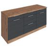 Küchenunterschrank Florenz ca. 180 cm Grau/Eiche - Eiche Wotan/Grau, Design, Holzwerkstoff/Metall (180/86/60cm) - Held