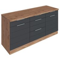 Küchenunterschrank Florenz ca. 180 cm Grau/Eiche - Eiche Wotan/Grau, Design, Holzwerkstoff/Metall (180/86/60cm) - Held