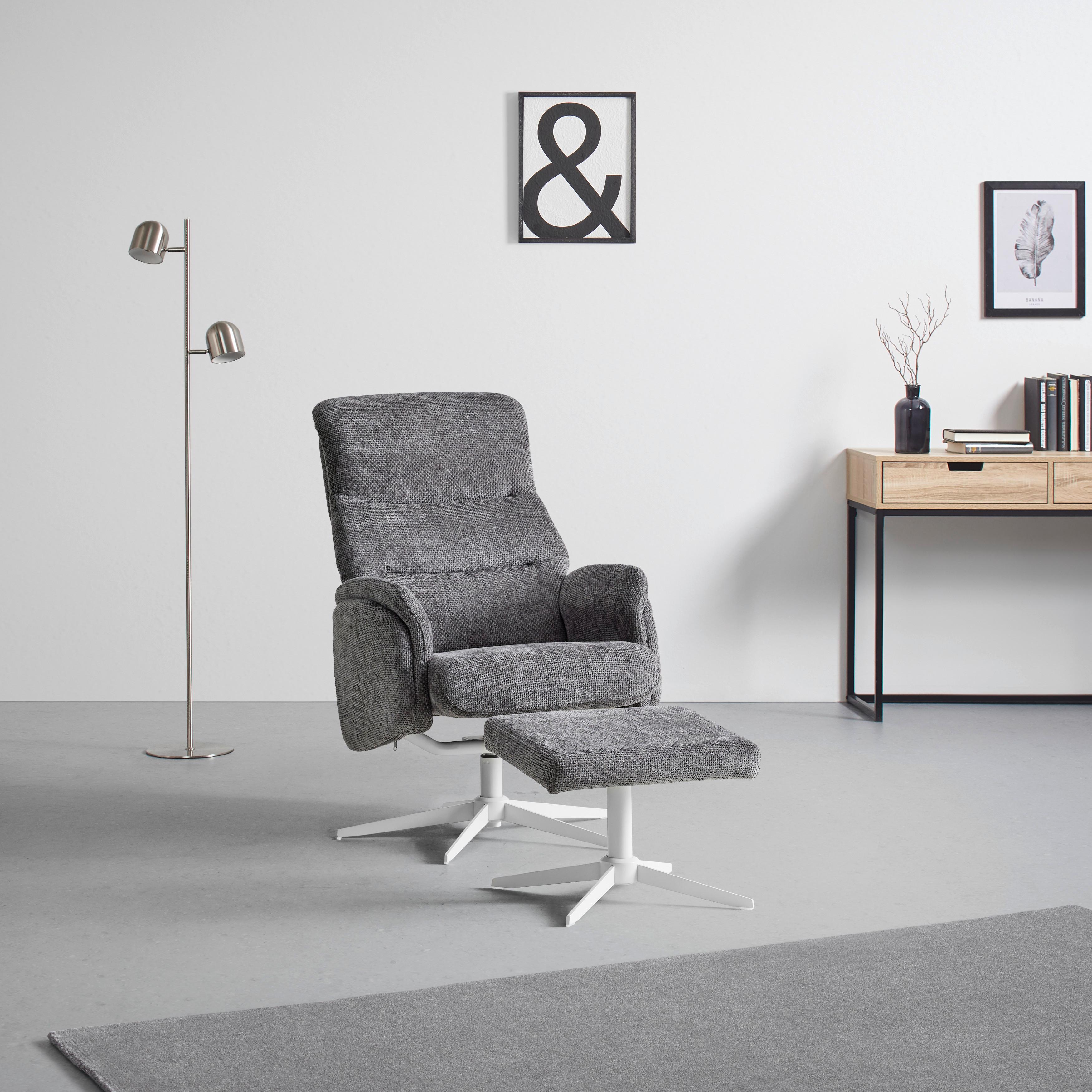 RELAXFÅTÖLJ STAR - vit/grafitfärgad, Modern, metall/textil (72/107-95/86-110cm) - Mömax