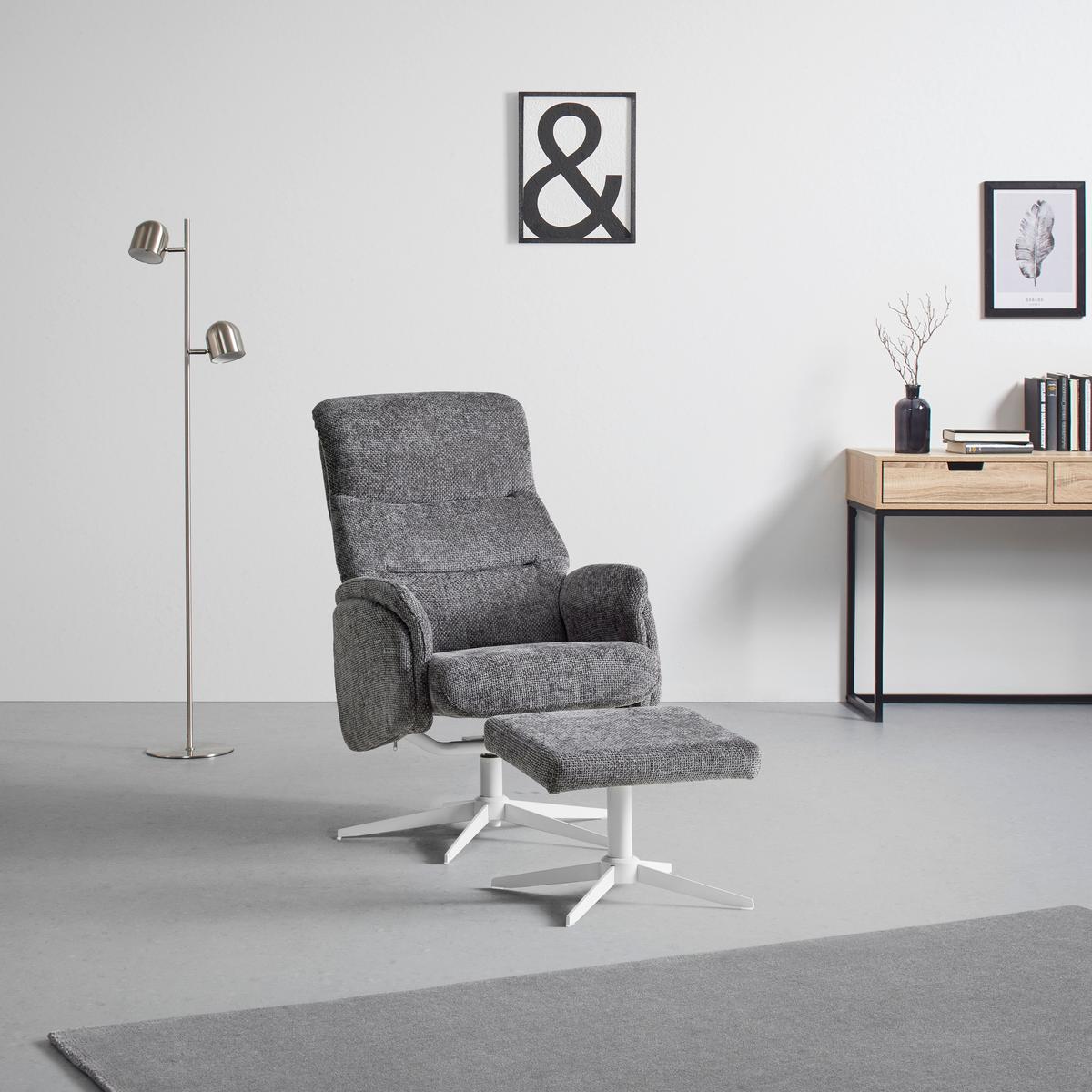 RELAXSESSEL STAR - Weiss/Graphitfarben, Modern, Textil/Metall (72/107-95/86-110cm) - Mömax