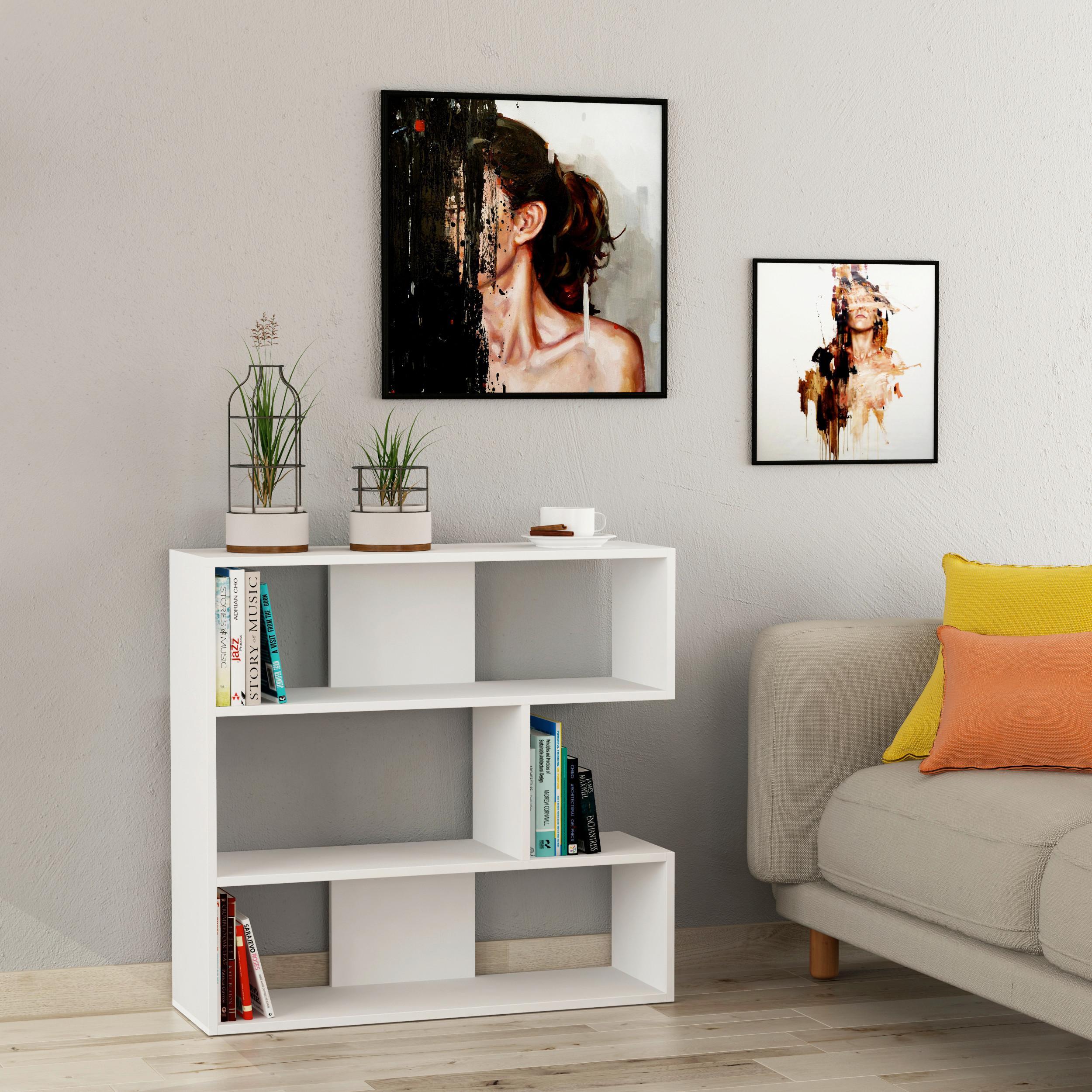 Bücherregal Molly ca. 94x89x30 cm Weiß - Weiß, Design, Holzwerkstoff (94/89/30cm) - Livetastic