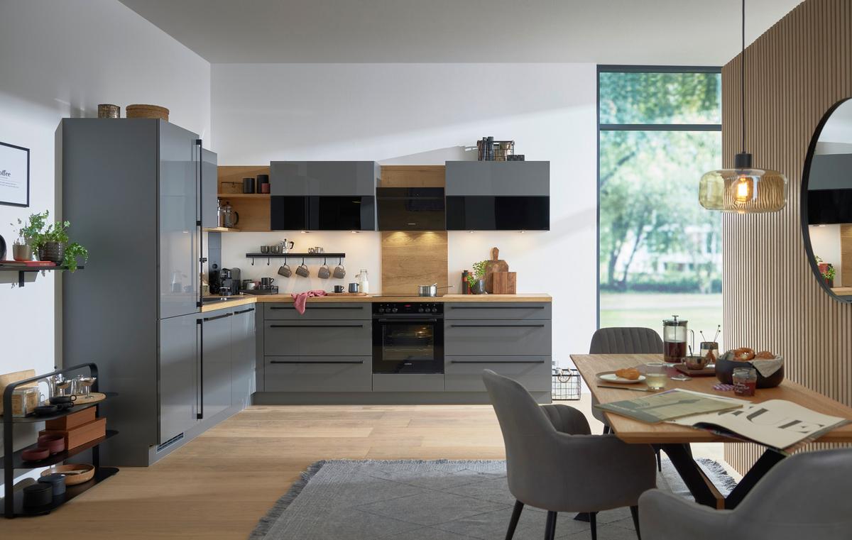 Eckküche Lux in Grau - Grau, Holzwerkstoff (235/305cm) - Nolte Küchen