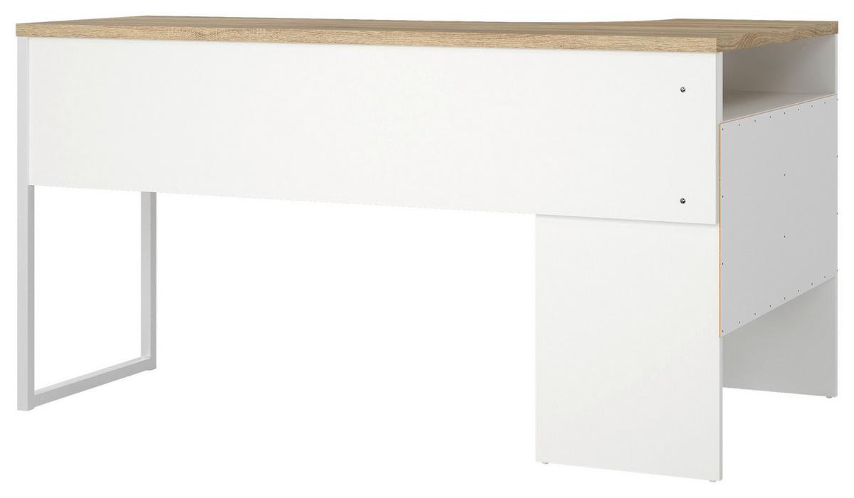 Kotna Pisalna Miza Function Plus I, Bela, Barva Hrasta - barve hrasta/bela, Moderno, kovina/leseni material (145,1/81/76,8cm) - MID.YOU