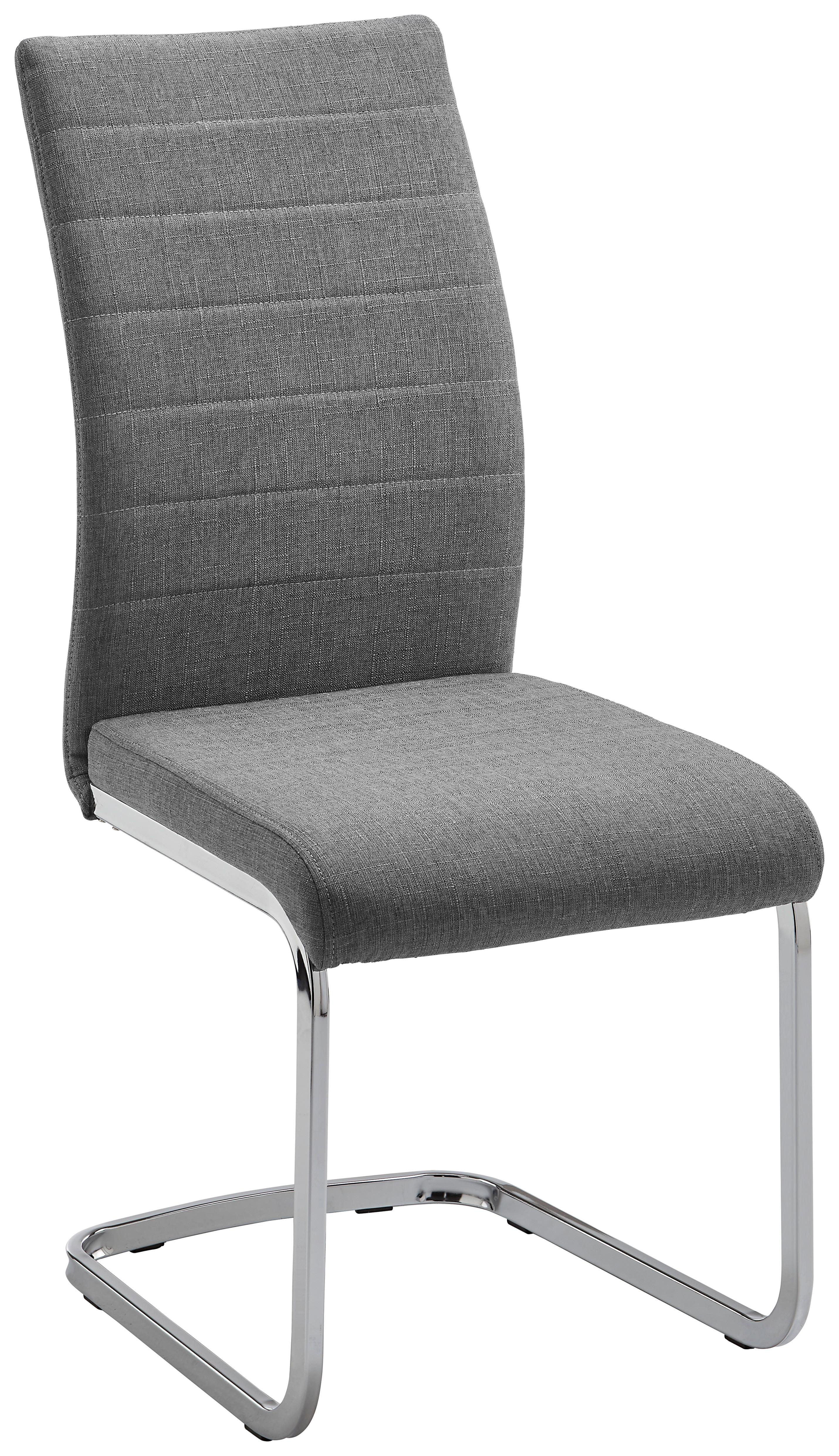 Schwingstuhl Lennard Hellgrau Webstoff Gepolstert - Chromfarben/Hellgrau, MODERN, Holz/Textil (42,5/99/45cm) - Bessagi Home