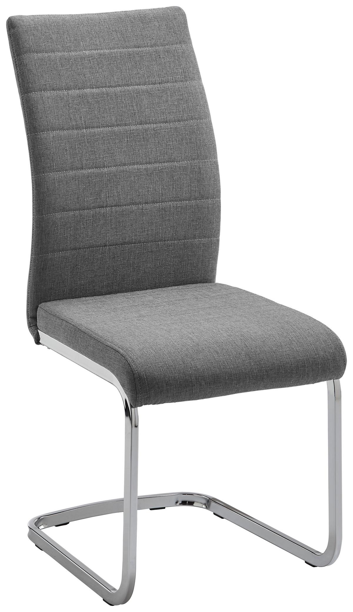 Schwingstuhl Lennard Hellgrau Webstoff Gepolstert - Chromfarben/Hellgrau, MODERN, Holz/Textil (42,5/99/45cm) - Bessagi Home