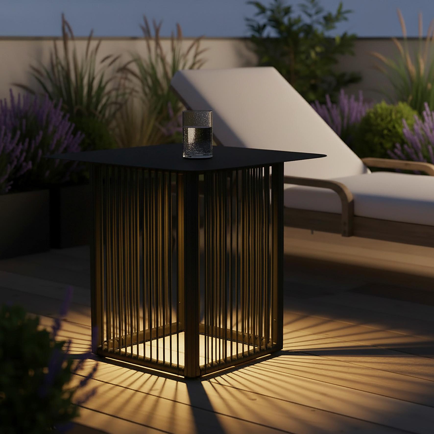 Gartenbeistelltisch Tracy Schwarz Solar - Schwarz, MODERN, Kunststoff/Metall (55/47/55cm) - Bessagi Garden