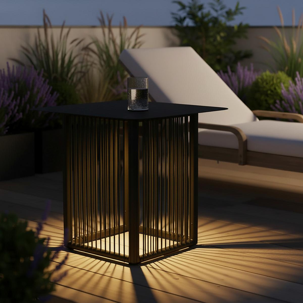 Gartenbeistelltisch Tracy Schwarz Solar - Schwarz, MODERN, Kunststoff/Metall (55/47/55cm) - Bessagi Garden