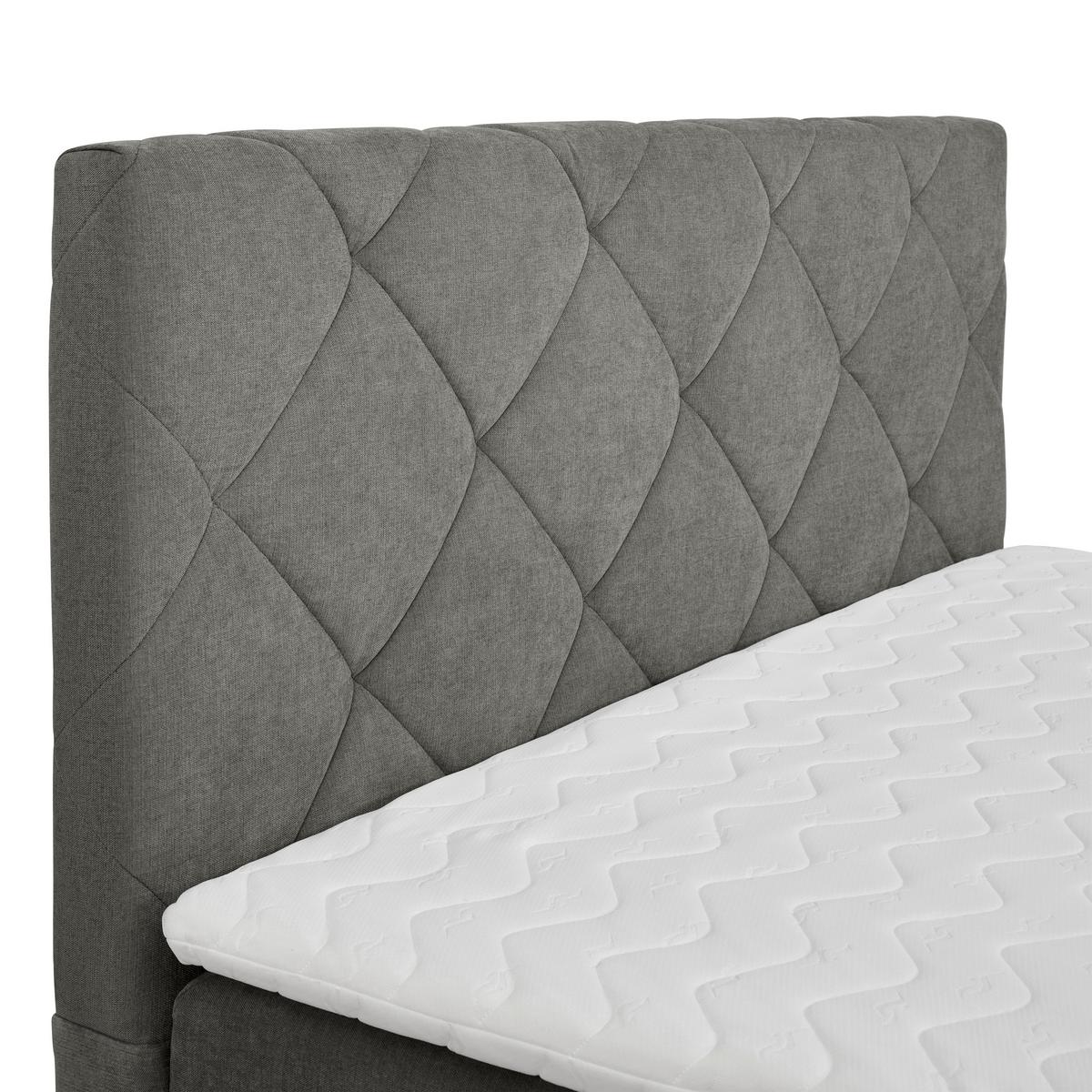 Boxbett Wind Dunkelgrau ca. 160x200cm - Dunkelgrau/Schwarz, KONVENTIONELL, Textil/Metall (160/200cm) - Mömax