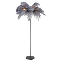 Stehleuchte Grau/schwarz Max. 3 Watt - Schwarz/Grau, Modern, Textil/Metall (55/55/160cm) - Mömax