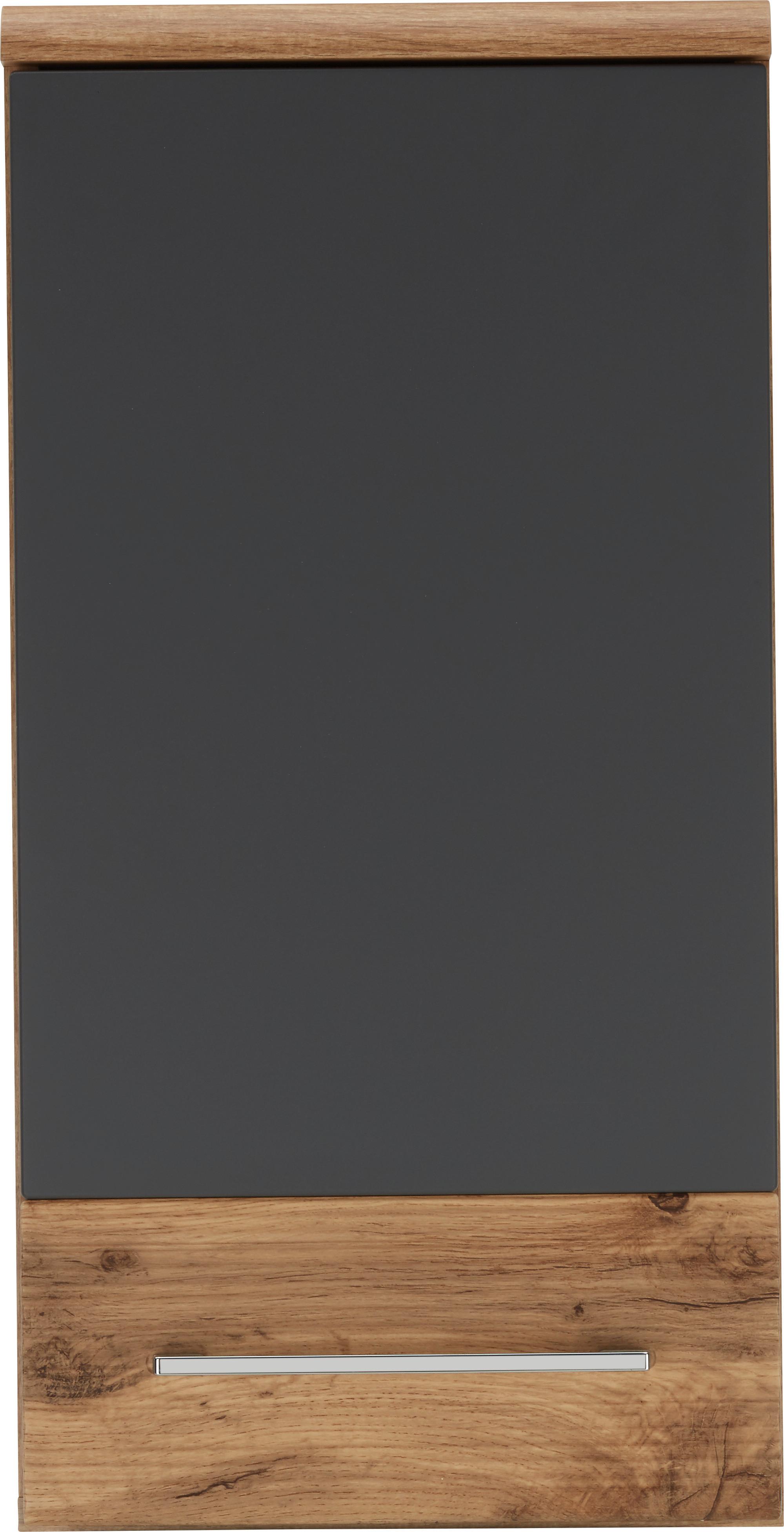 Oberschrank Eichefarben/Anthrazit - Chromfarben/Eichefarben, Modern, Holzwerkstoff/Metall (35/70/21cm) - Premium Living