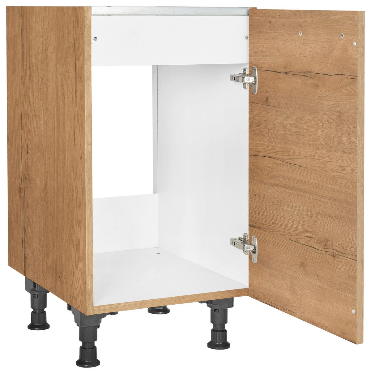 Spülenunterschrank Structura Eiche - Eichefarben/Schwarz, MODERN, Holzwerkstoff/Metall (45/87/56cm) - Nobilia