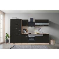 Küchenblock ECONOMY m. Geräten ca. 310 cm Schwarz/Eiche - Eichefarben/Schwarz, Basics, Holzwerkstoff (310cm) - Respekta