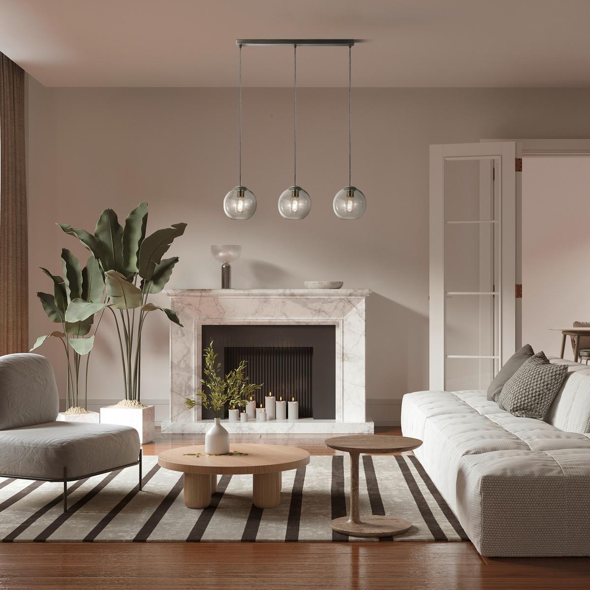 Függőlámpa 1033-3cl - krómszínű, Basics, üveg/fém (81/15/147cm)