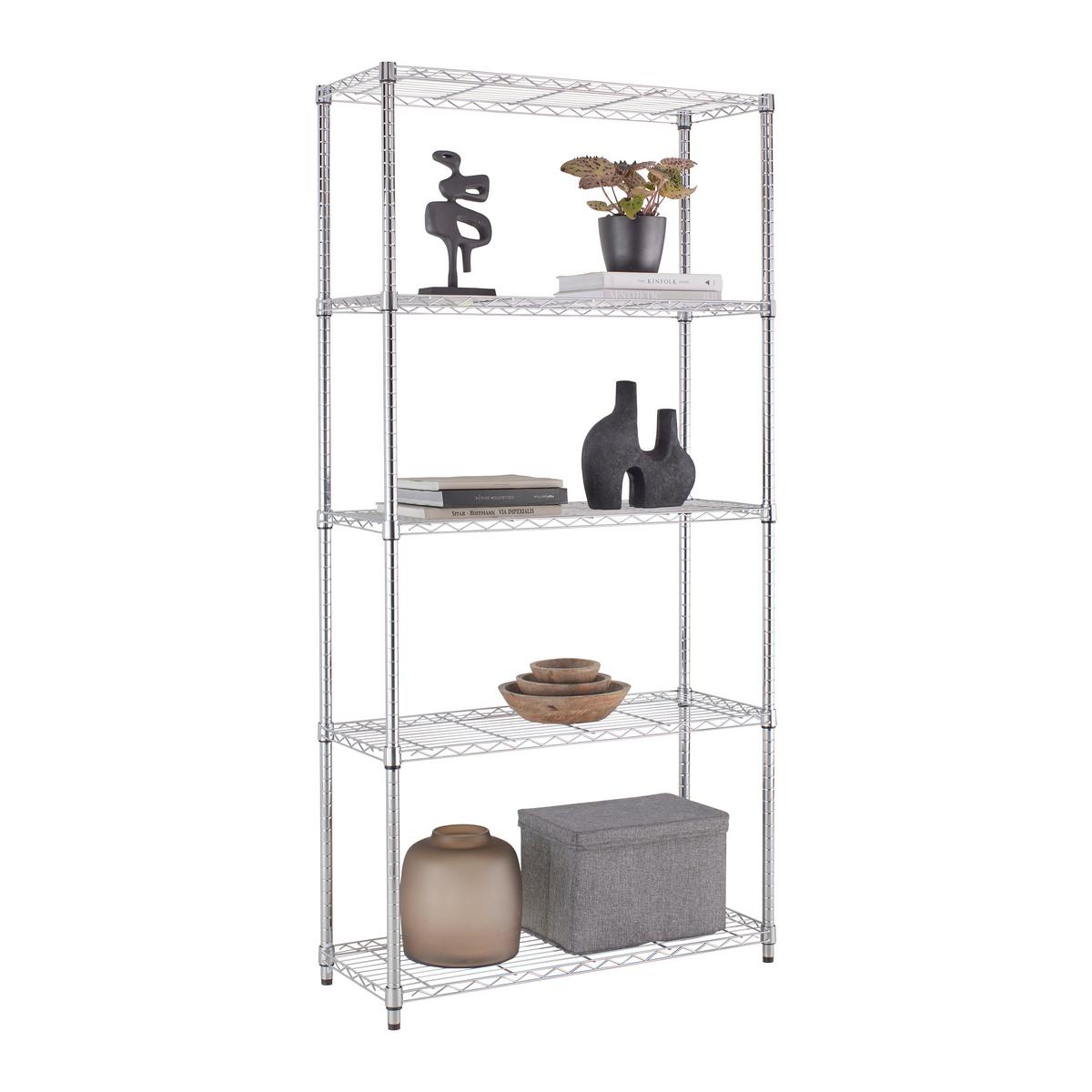 Regal m. 5 Einlegeböden Meran 2 B: 91 cm Chromfarben - Chromfarben, KONVENTIONELL, Metall (91/184/36cm) - Mömax