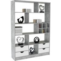 Etajeră Meggy - alb/gri, Modern, material pe bază de lemn (140/184/32cm) - Modern Living