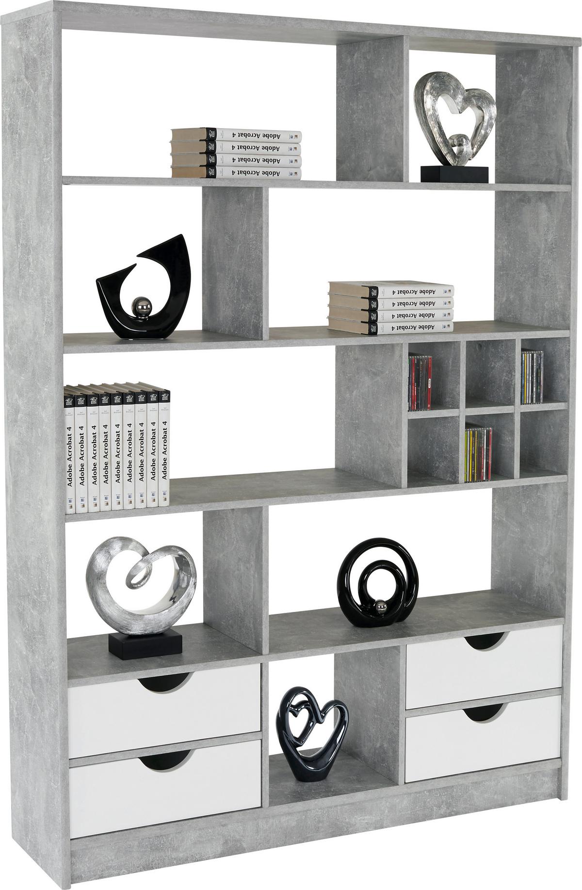 Etajeră Meggy - alb/gri, Modern, material pe bază de lemn (140/184/32cm) - Modern Living