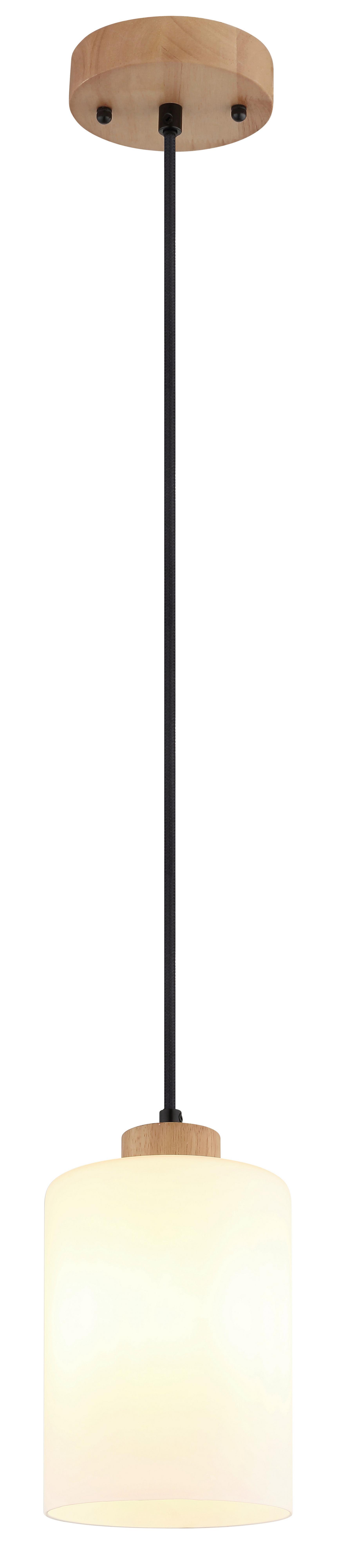 Lampă Suspendată Rowena - maro/opal, Natur, sticlă/lemn (15/120cm) - Globo