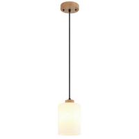Lampă Suspendată Rowena - maro/opal, Natur, sticlă/lemn (15/120cm) - Globo