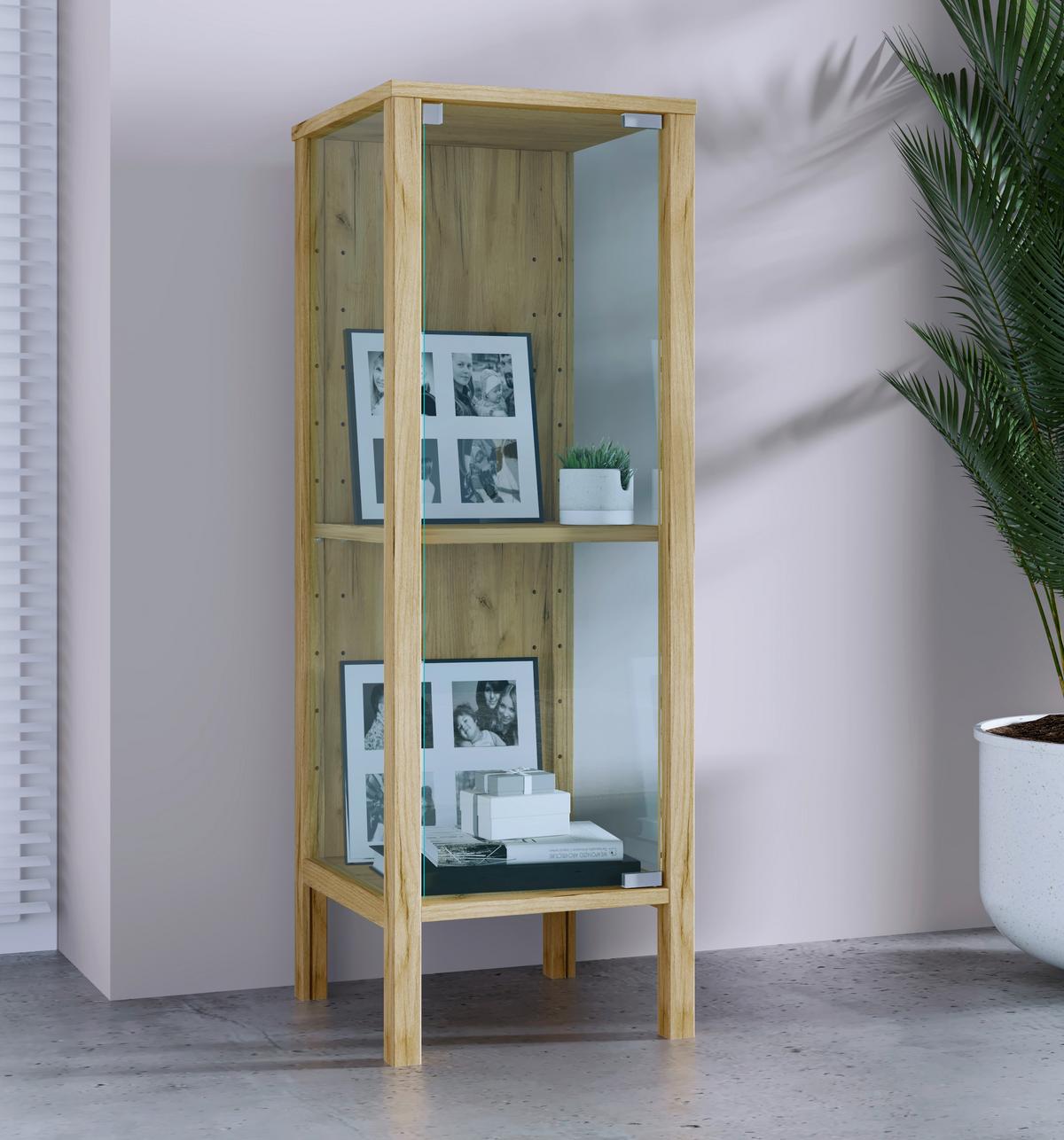 Vitrine Jensol Honigeiche/Klar - Honigeiche/Klar, Design, Glas/Holzwerkstoff (33/98/35cm) - Livetastic