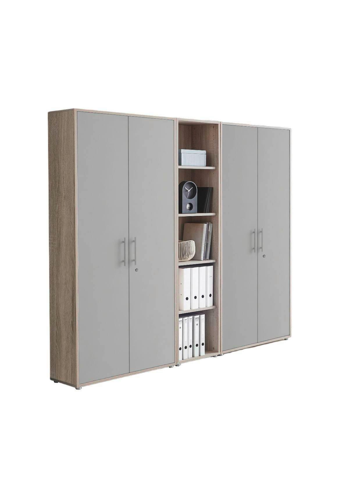 AKTENSCHRANK OFFICE EDITION - SW SET 10 - Eichefarben/Hellgrau, MODERN, Holzwerkstoff (212,9/185,6/33cm) - MID.YOU
