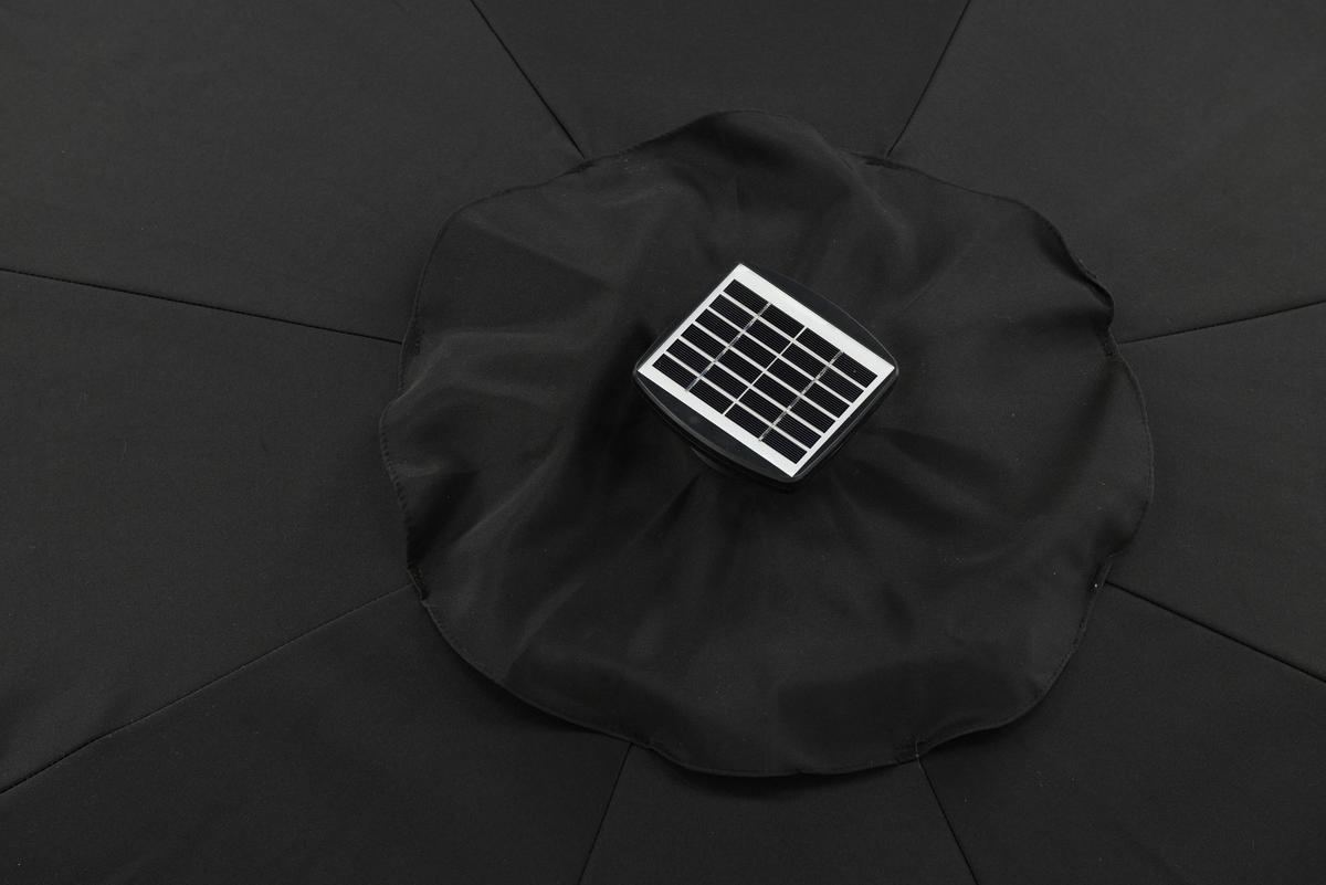 Sonnenschirm Sabal m. LED ca. 270x241 cm Schwarz Solar - Schwarz, KONVENTIONELL (270/241/270cm) - Gardenson