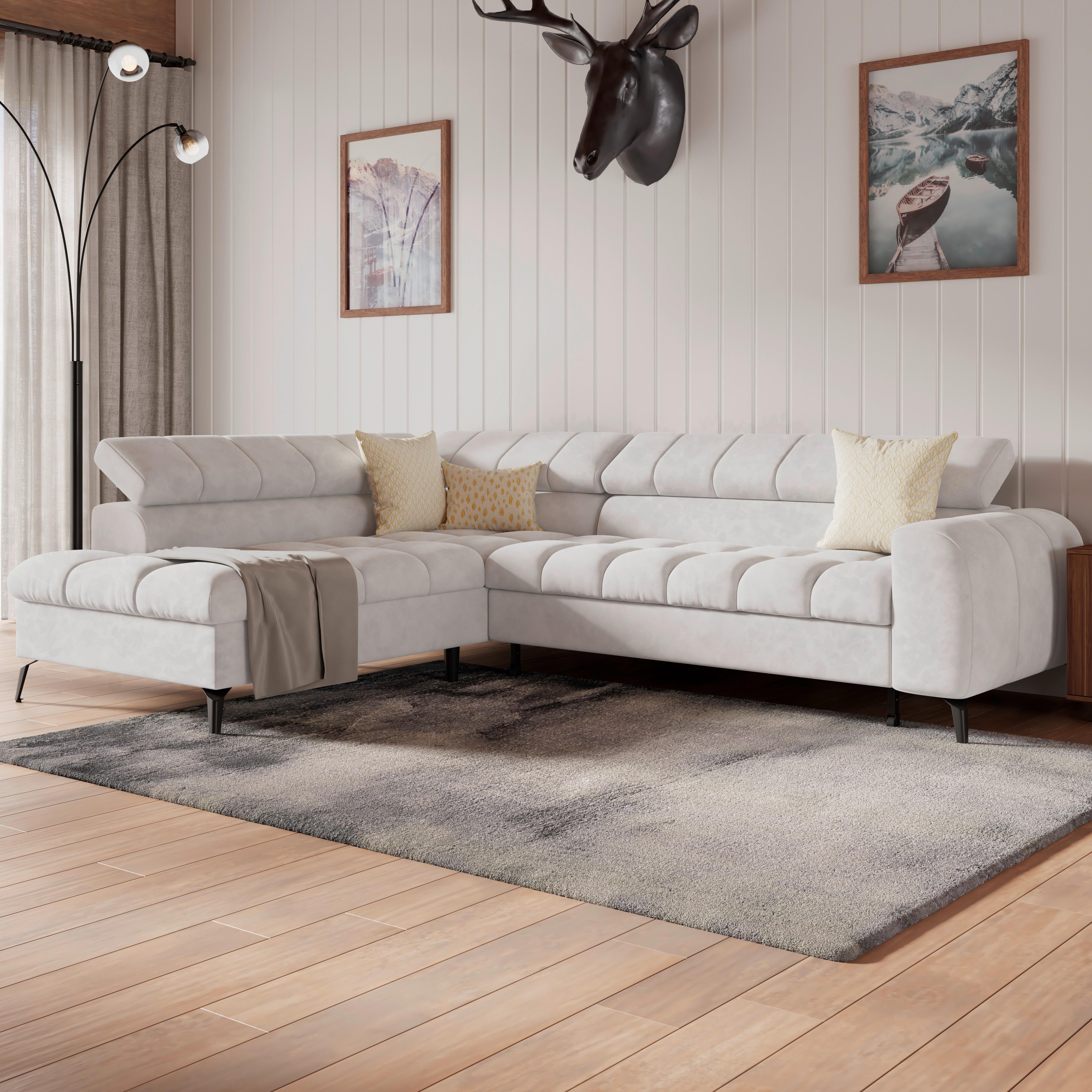 Kutna Garnitura Volf - bijela/crna, Trend, tekstil/metal (203/261cm)