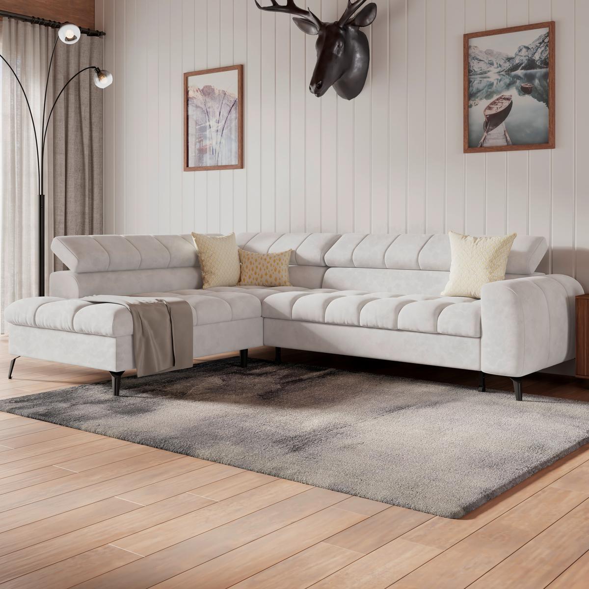 Kutna Garnitura Volf - bijela/crna, Trend, tekstil/metal (203/261cm)
