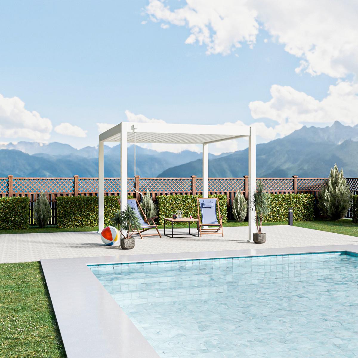 Pergola Trumpf, Bela Visok Sijaj, 3x3m - bela/visoki sijaj, Basics, kovina (300/255/300cm) - Gardenson