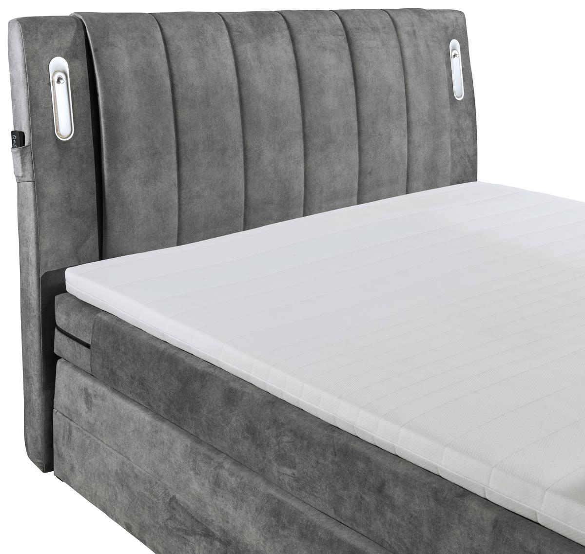 Boxspringbett Dallas m. LED ca. 180x200 cm Grau - Grau, MODERN, Holzwerkstoff/Kunststoff (180/200cm) - MID.YOU