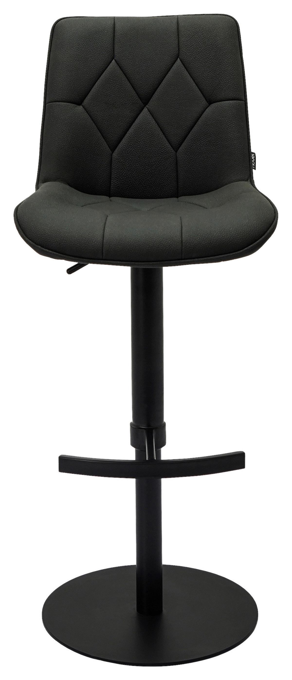 STOŁEK BAROWY HENRY - czarny, Design, metal/tkanina (44/97-114,5/54,5cm) - Novel