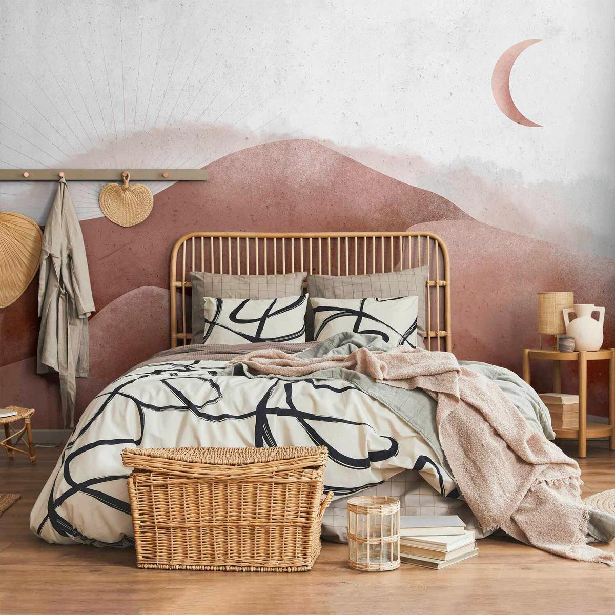 Fototapete Desert Landscape Pink/Hellgrau - Pink/Hellgrau, LIFESTYLE, Textil (200/140cm) - artgeist