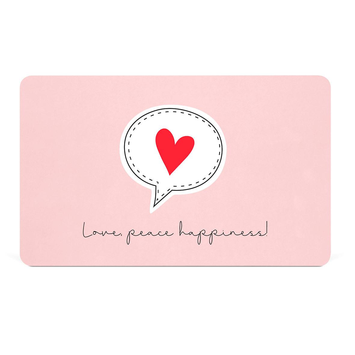 Schneidebrett Love Peace Happiness in Rosa - Rot/Schwarz, KONVENTIONELL (23,3/14,3/0,2cm)