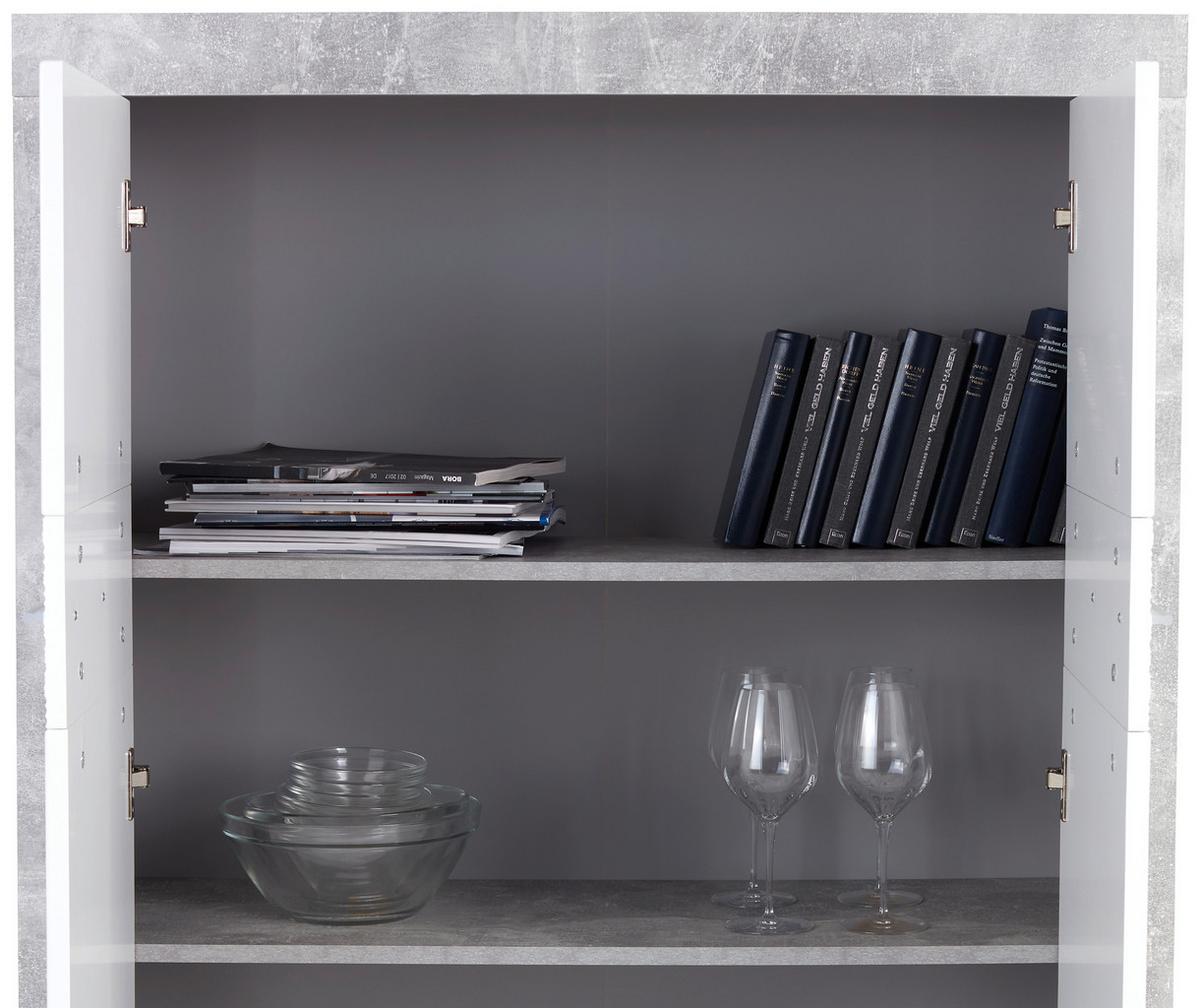Komoda Malta - bijela/siva, Moderno, staklo/drvni materijal (96/132/35cm) - Modern Living