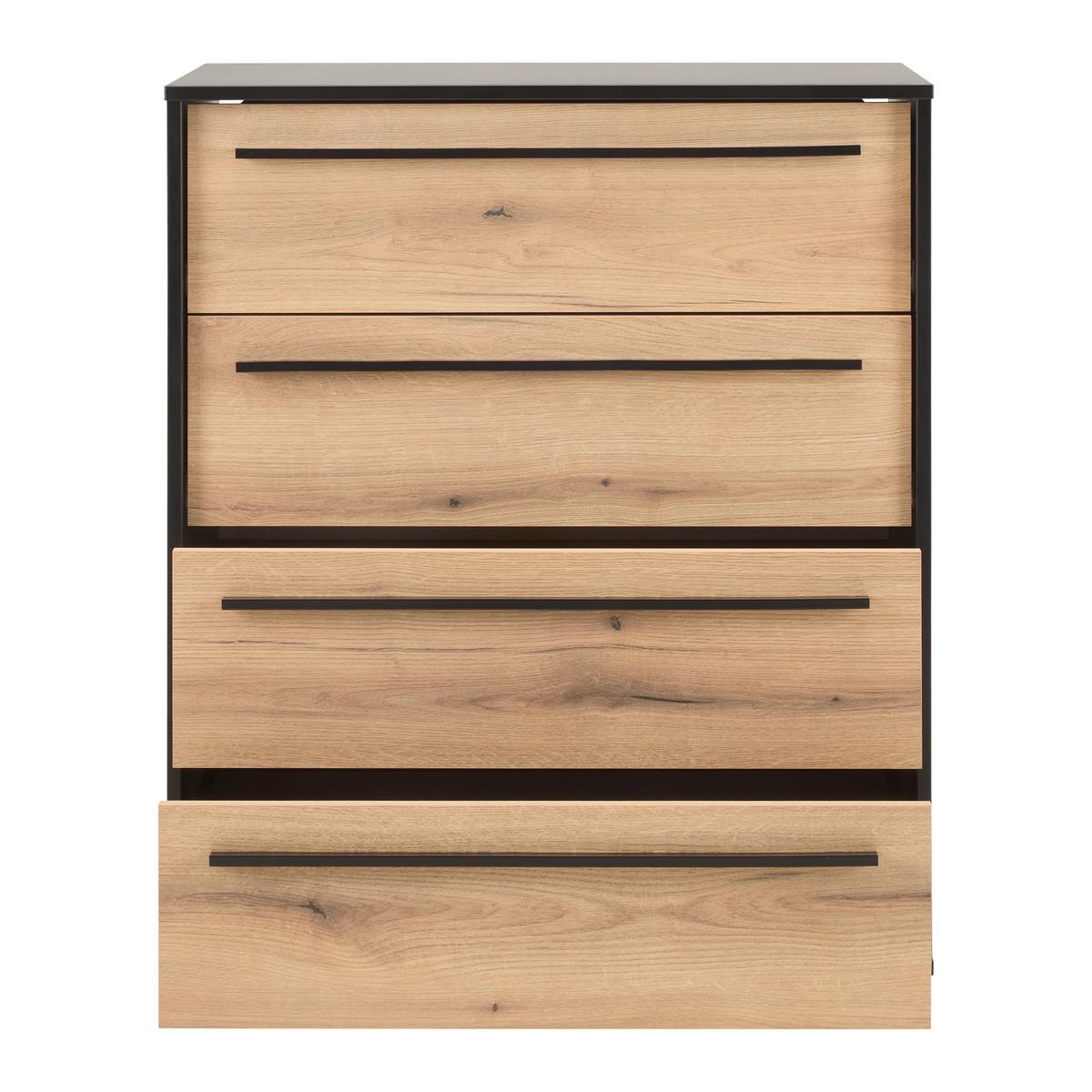 Kommode Adriano Schwarz/Eichefarben - Eichefarben/Schwarz, MODERN, Holzwerkstoff/Kunststoff (80/94,8/41,2cm) - Mömax