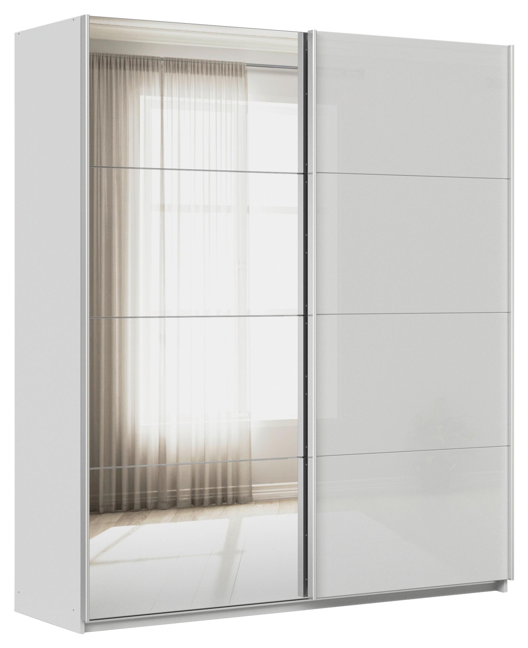 DULAP USI CULISANTE FELDKIRCH - argintiu/gri lucios intens, Modern, sticlă/material pe bază de lemn (181/210/62cm)