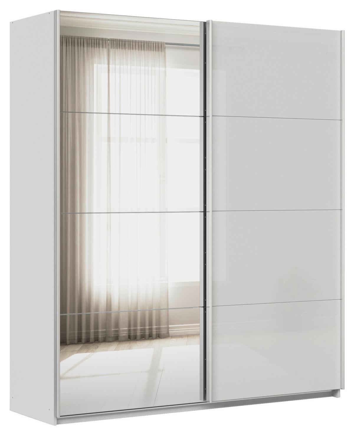 DULAP USI CULISANTE FELDKIRCH - argintiu/gri lucios intens, Modern, sticlă/material pe bază de lemn (181/210/62cm)