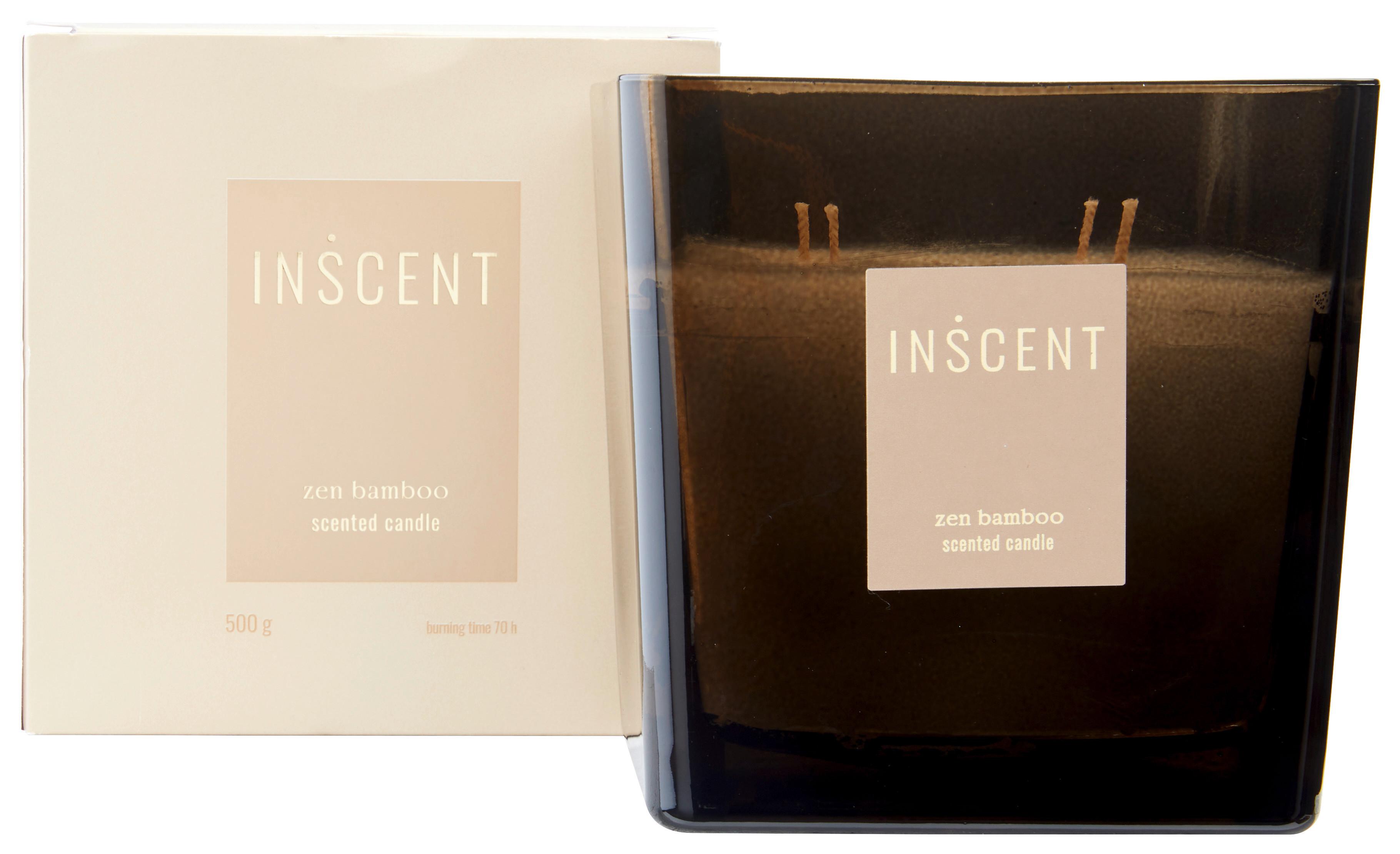 Illatgyertya Zen Bamboo - krémszínű/fehér, Design, Üveg (12/12/12cm) - Inscent