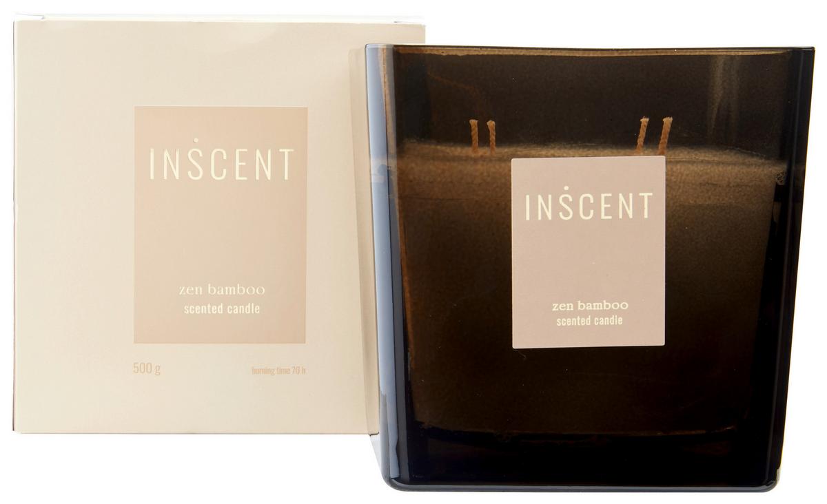 Kerze im Glas Zen Bamboo in Creme/Weiß - Klar/Creme, Design, Glas (12/12/12cm) - Inscent