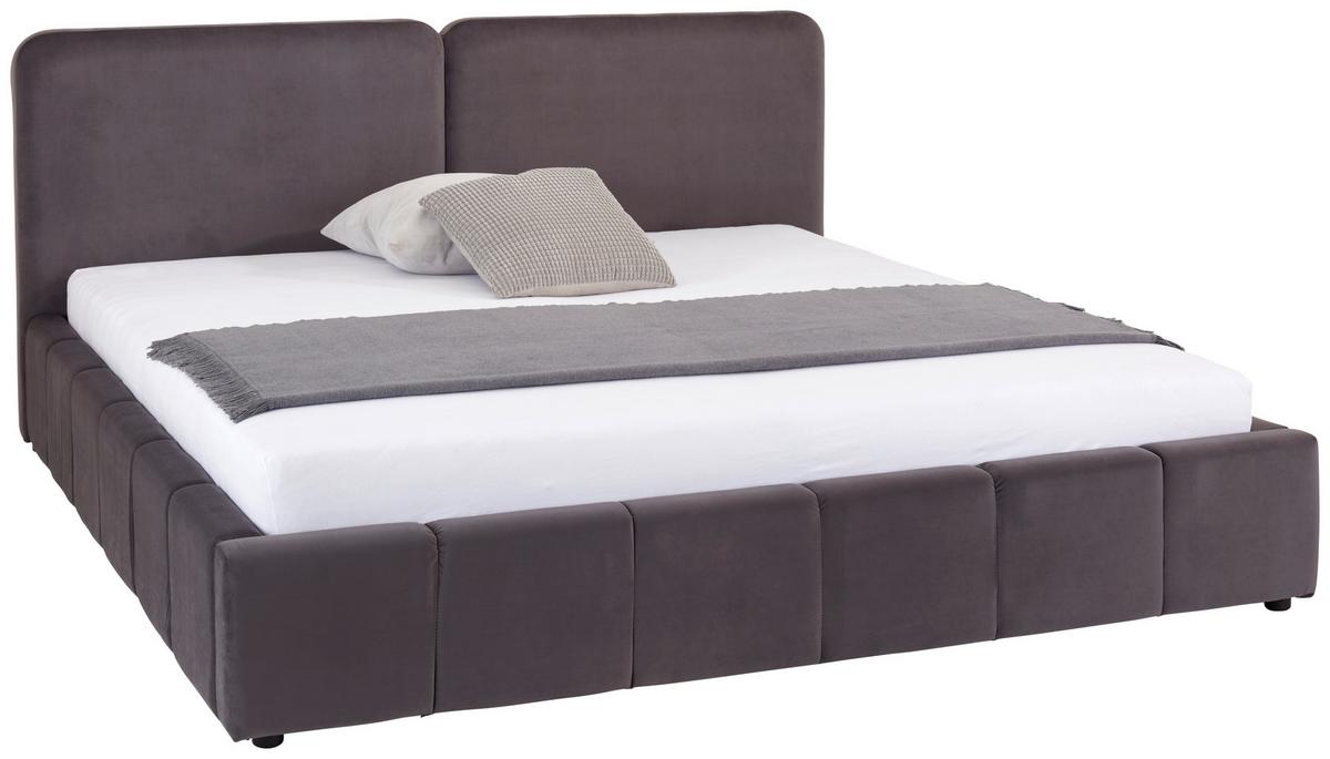 Oblazinjena Postelja Dorry, Temno Siva, 180x200 - temno siva/črna, Moderno, kovina/umetna masa (180/200cm) - Livetastic