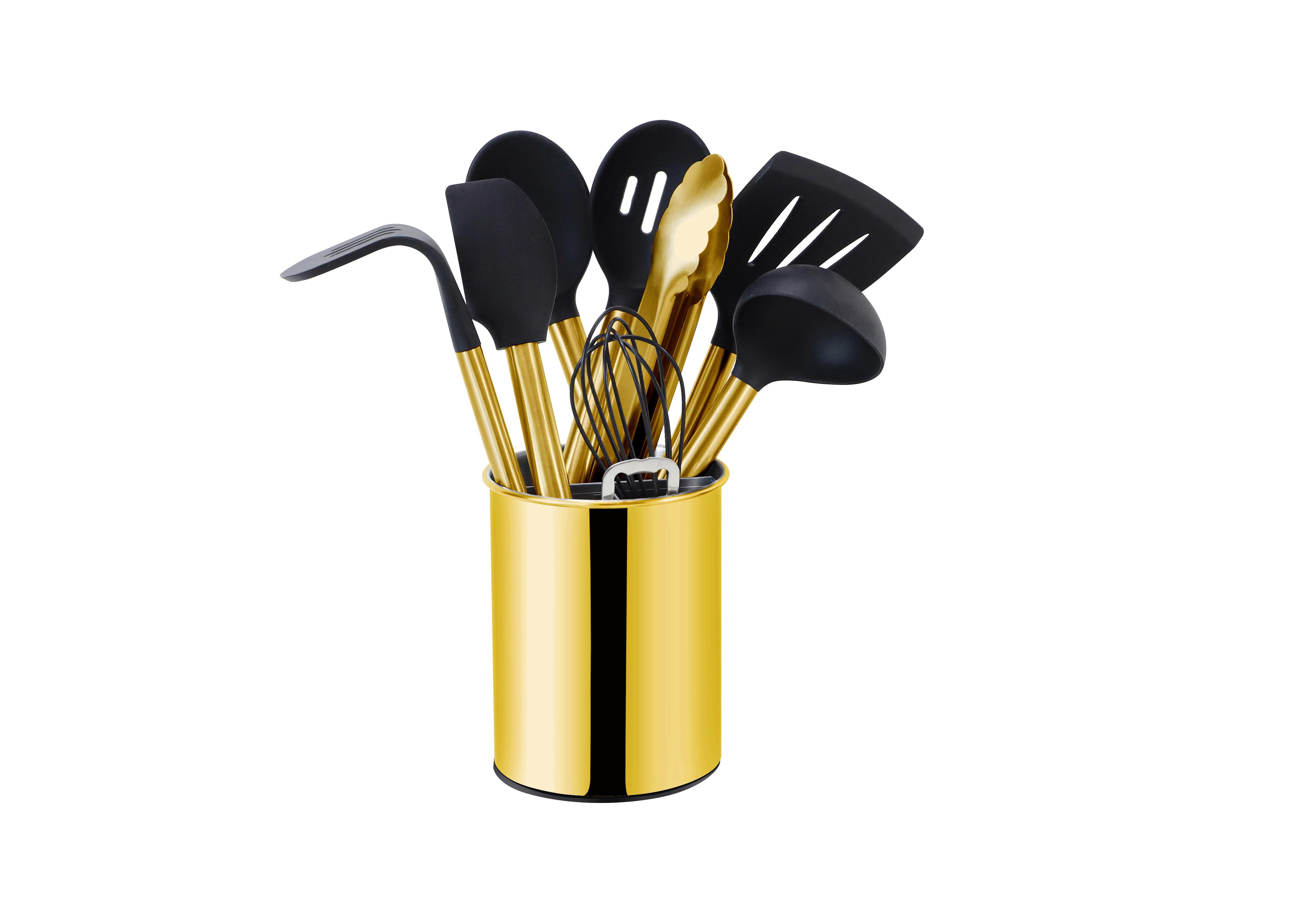 Set ustensile bucătărie 10/1 - auriu/negru, Basics, plastic - Echtwerk