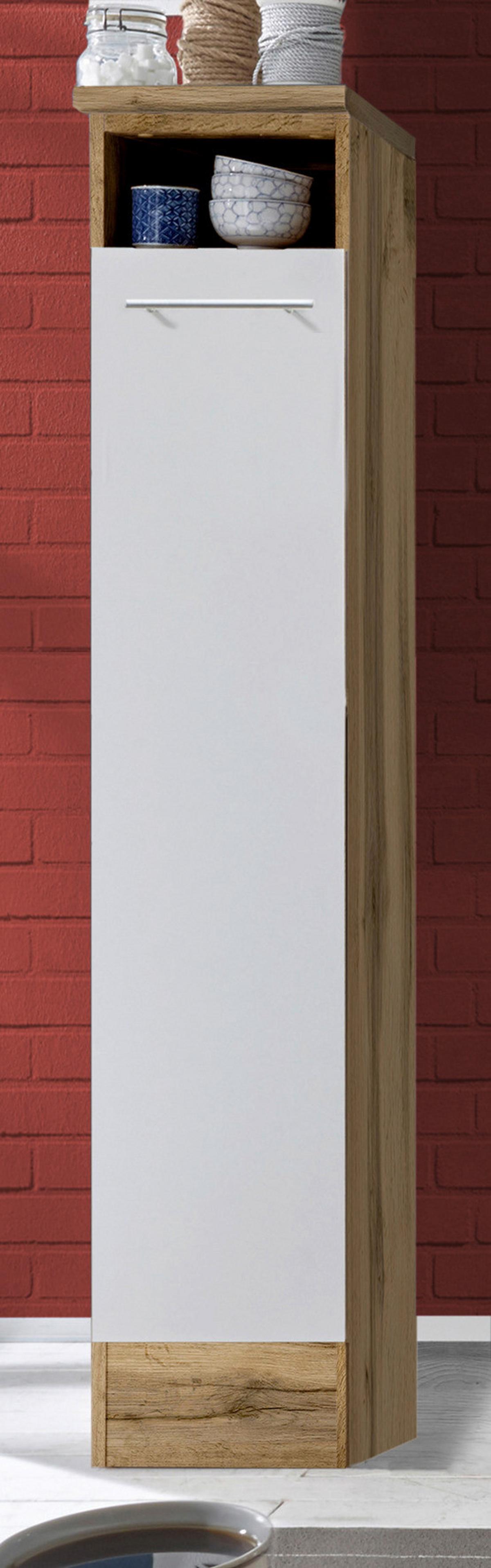 Küchenzeile Economy o. Geräte Weiß/Wildeiche B: ca. 310 cm - Wildeiche/Silberfarben, Basics, Holzwerkstoff/Metall (310cm) - Respekta