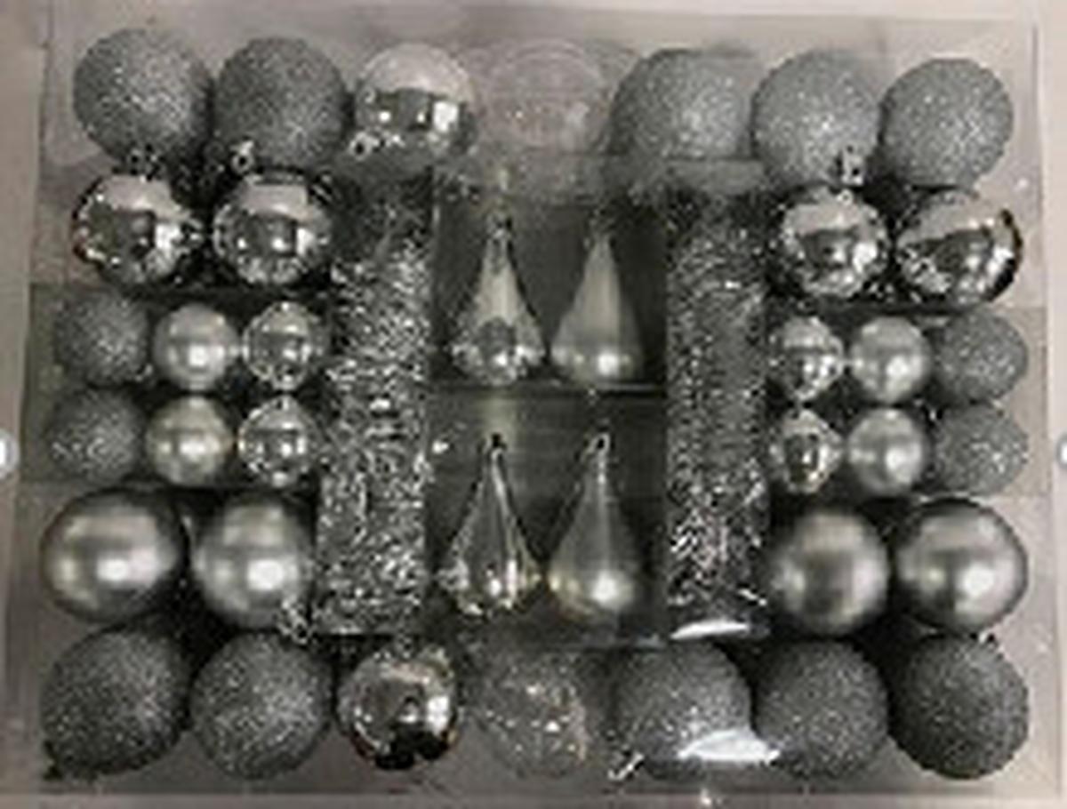 Christbaumkugel-Set Joy Silberfarben - Silberfarben, Kunststoff (1/1/1cm) - Modern Living