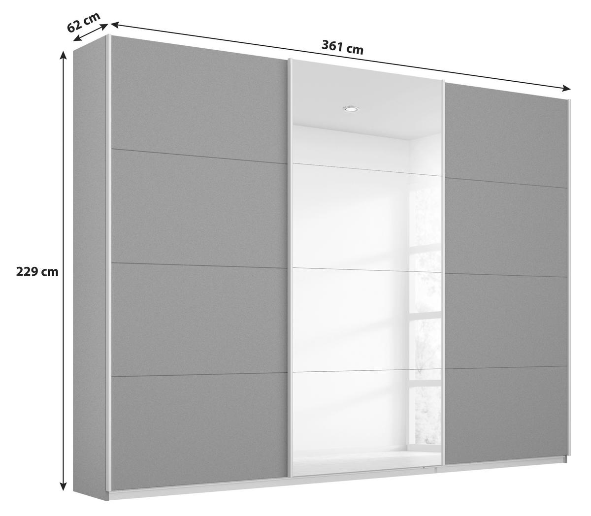 Dulap cu uși culisante MIAMI - gri, Modern, material pe bază de lemn (361/229/62cm)