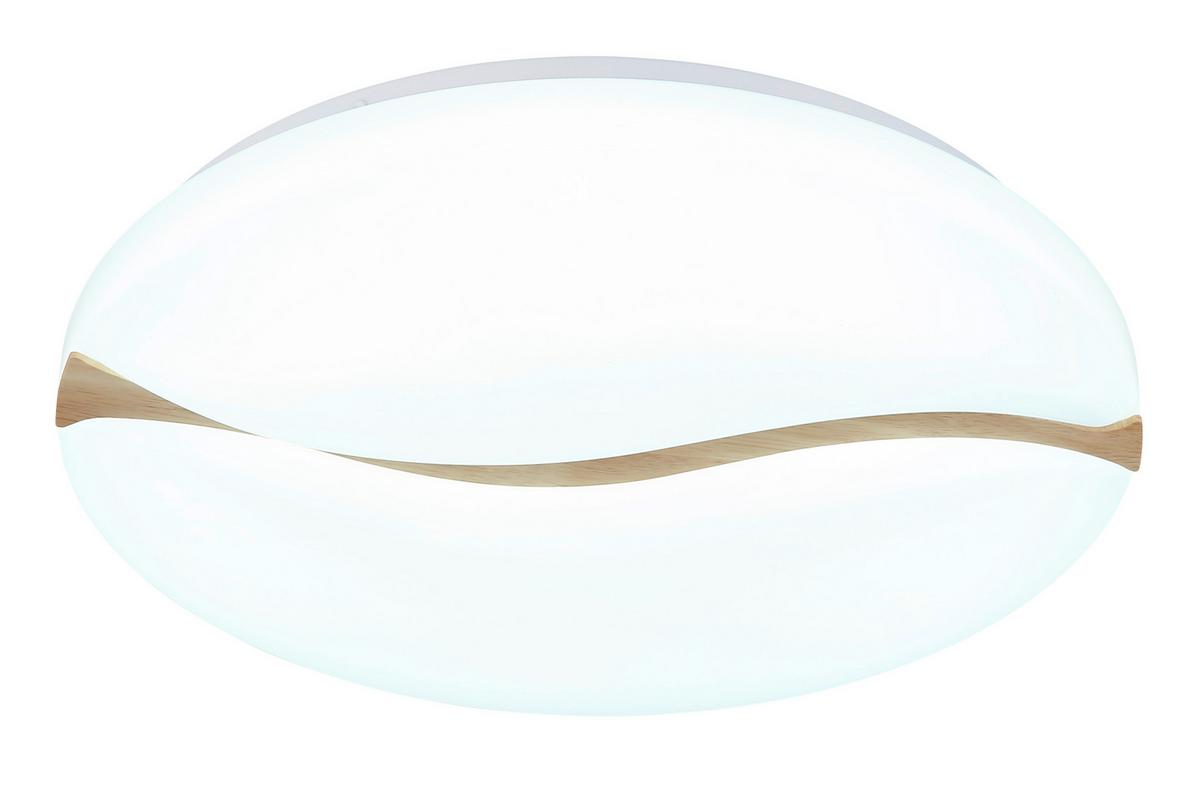 LED-DECKENLEUCHTE 41790-18 LETICIA - Weiss/Braun, Basics, Holz/Kunststoff (33/7cm) - Globo