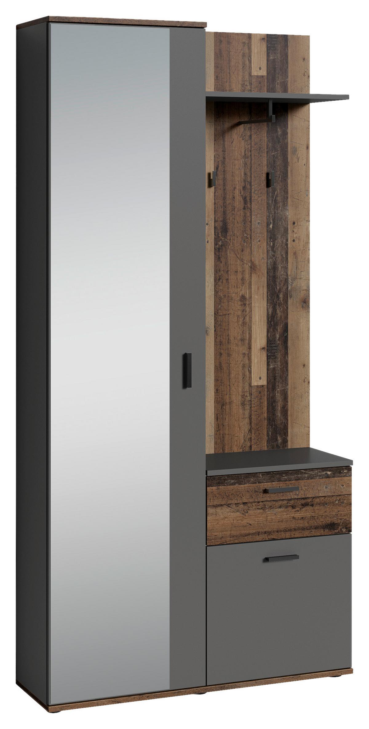 Garderobe Jakob Alteiche Dekor/Anthrazit B: 97 cm - Alteiche/Anthrazit, MODERN, Holzwerkstoff (97/195/30cm) - MID.YOU