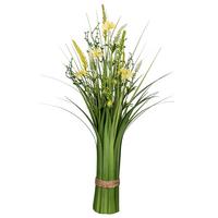 Kunstpflanze Grasbusch mit Blüten I Hellgelb/Grün - Hellgelb/Grün, Konventionell, Kunststoff (64cm) - Mömax