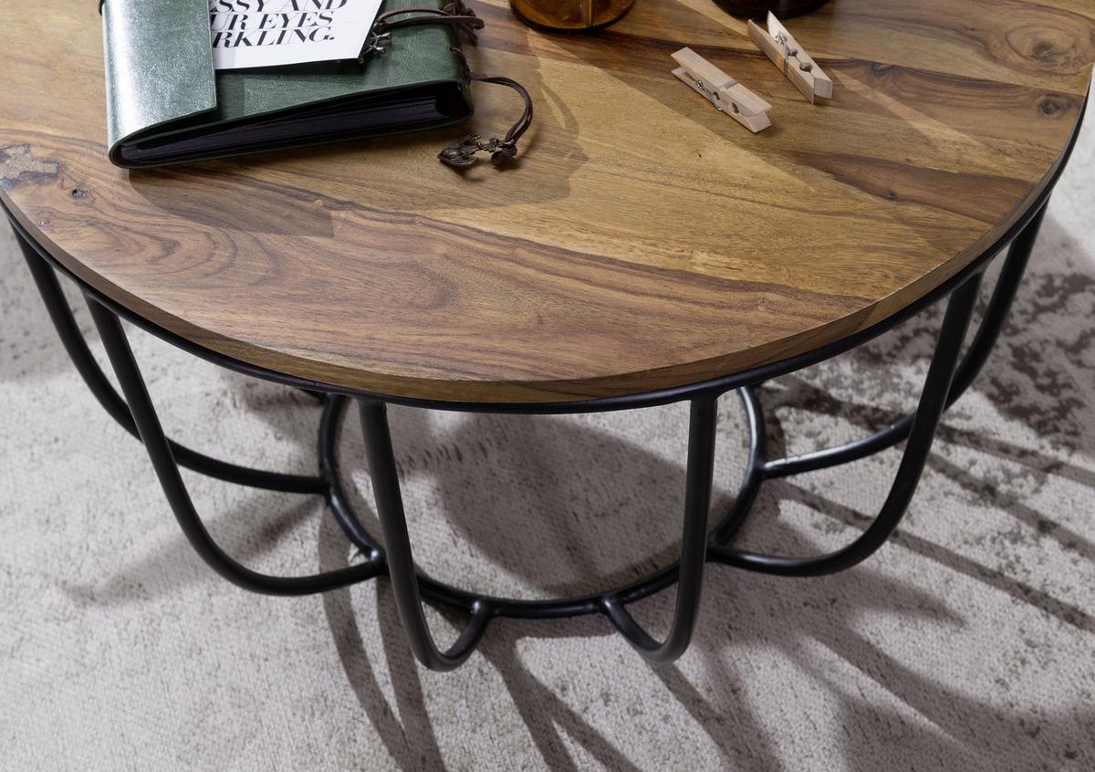 COUCHTISCH Sheeshamfarben - Sheeshamfarben/Schwarz, Design, Holz/Metall (60/60/39cm) - MID.YOU