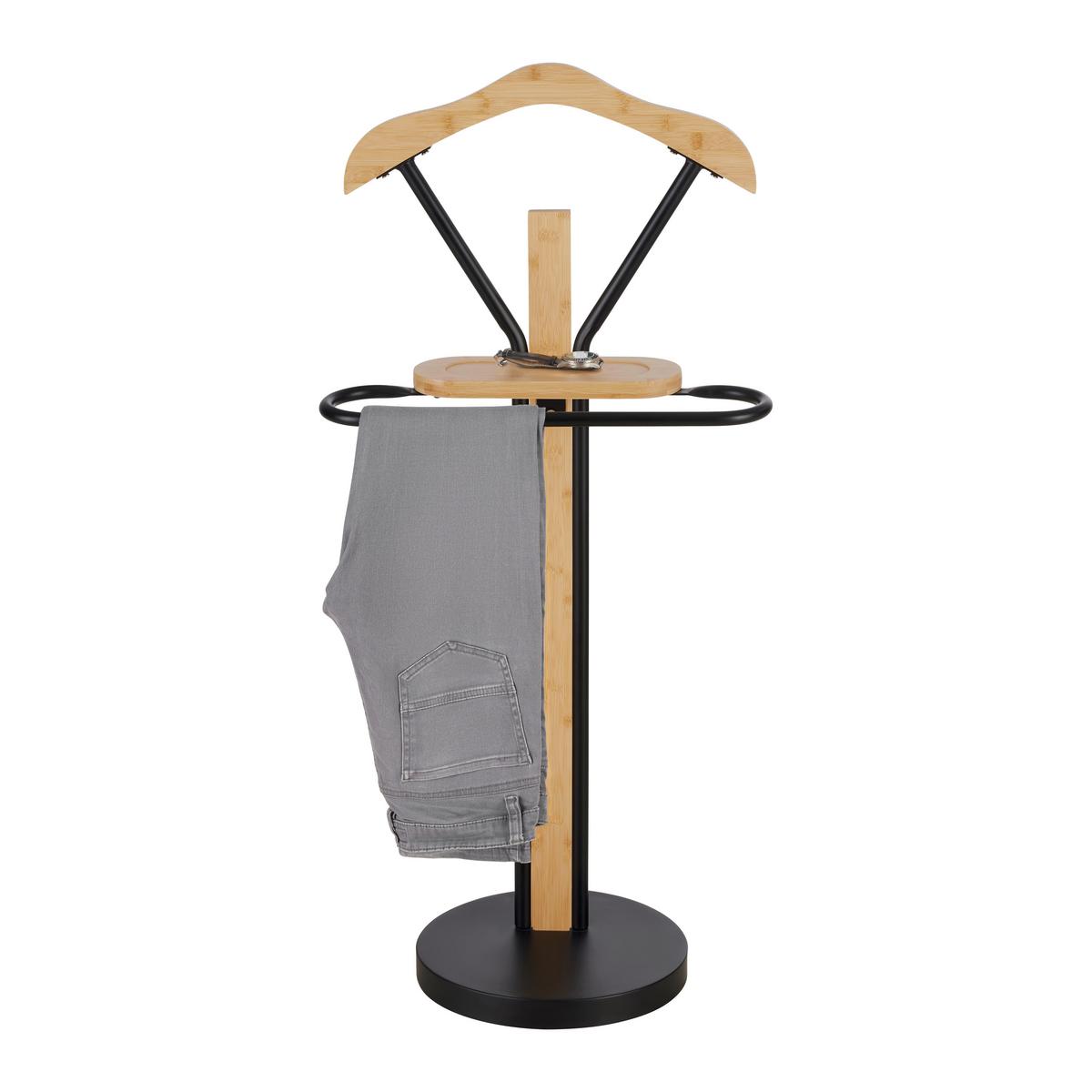 Valet haine ARTURO - culoare natur/negru, Modern, materiale naturale/lemn (48/109/29,5cm) - Modern Living