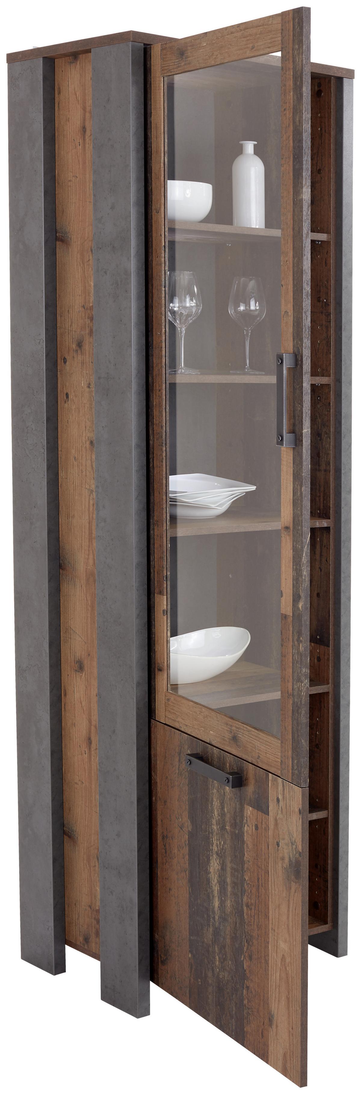 Vitrina Clif - temno siva/črna, Moderno, kovina/umetna masa (62/205/42cm) - Zandiara